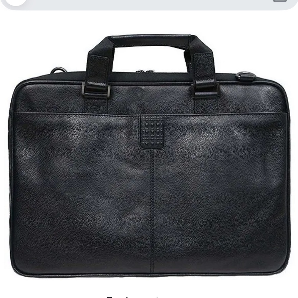 BOCONI
Garth Coated Zipper Slim Leather Laptop Briefcase